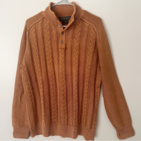 Vintage FX Fusion Men’s Cable Knit Fisherman Sweater Cotton Mock Neck Large - Picture 10 of 10